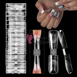 Tipsuri duble 150 bucati Sandwich Dual Nail Form Tips Transparente Cod TPS222CC Patrate dual + spatula 
